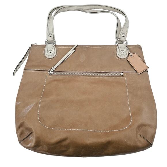 Coach Poppy Glam Brown Leather Large Spectator Tote 18998 Shoulder Purse Basic - Picture 1 of 8